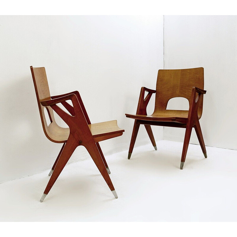 Paire de chaises vintage Par Ico Parisi Pour Malatesta Et Mason Italie 1950