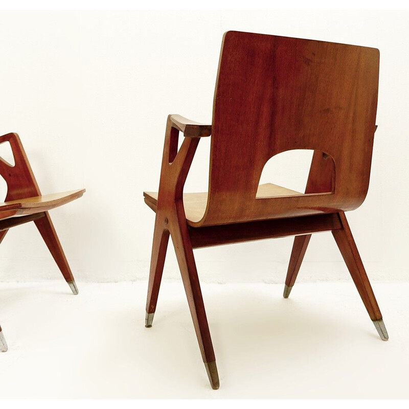 Pair of vintage chairs By Ico Parisi For Malatesta And Mason Italy 1950s