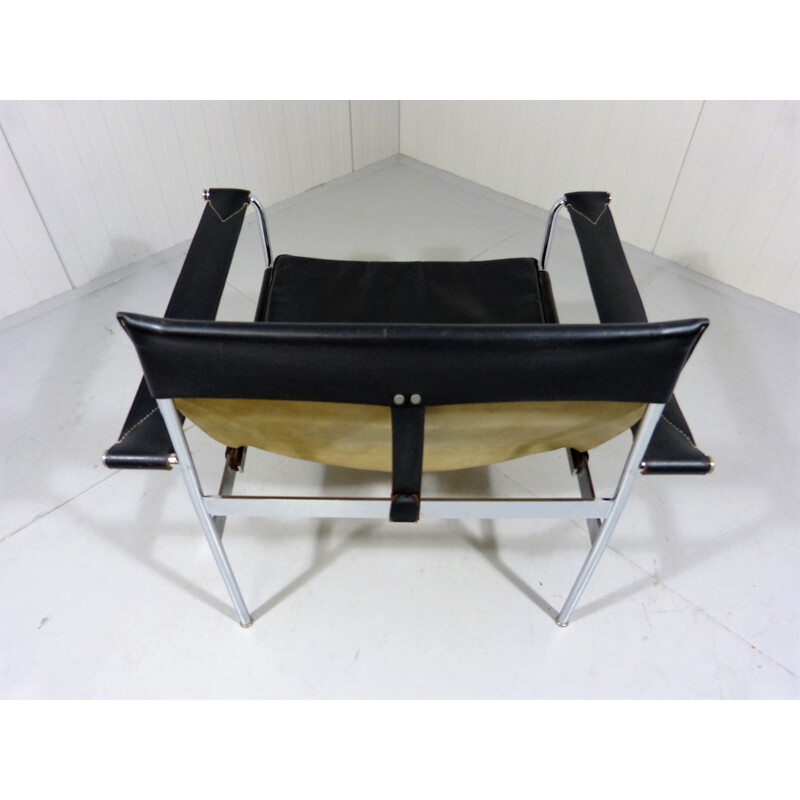 Tecta "D99" easy chair in black leather and chrome steel, Hans KÖNEKE - 1960s