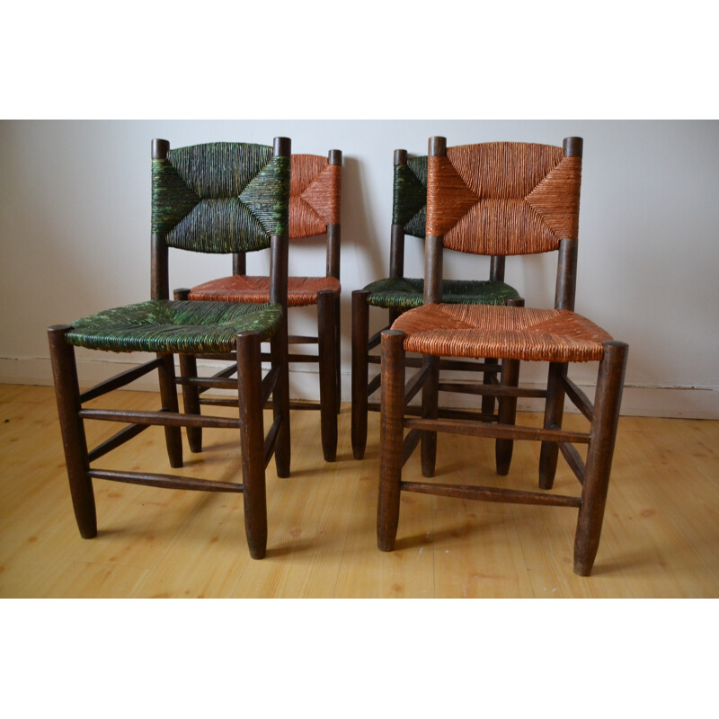 Set of 4 chairs, Charlotte PERRIAND - 60