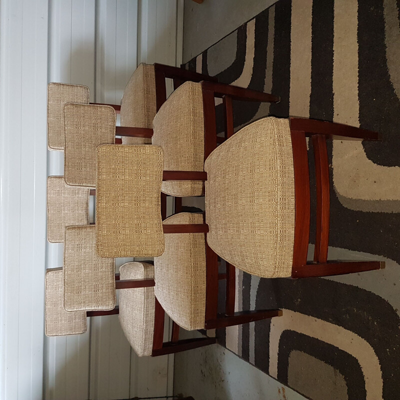 6 Art deco oak solid wood vintage chairs