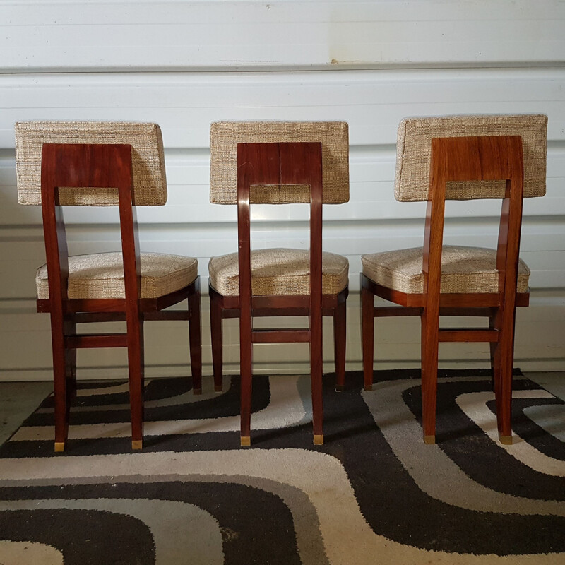 6 Chaises vintage en bois massif chêne  art deco