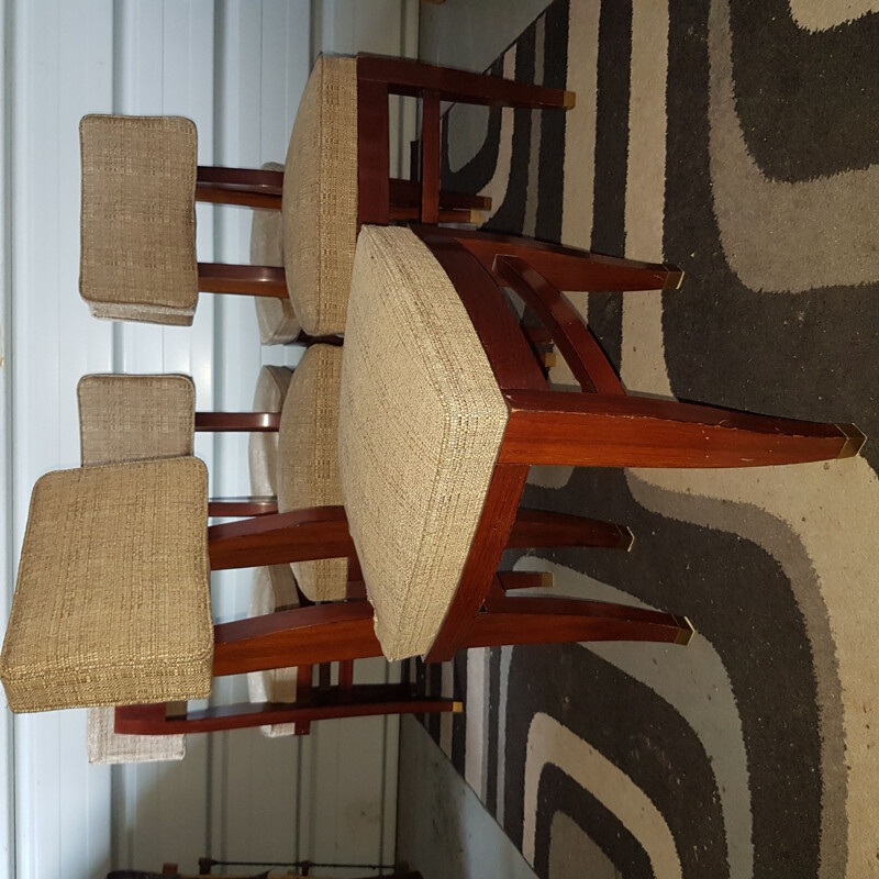 6 Art deco oak solid wood vintage chairs