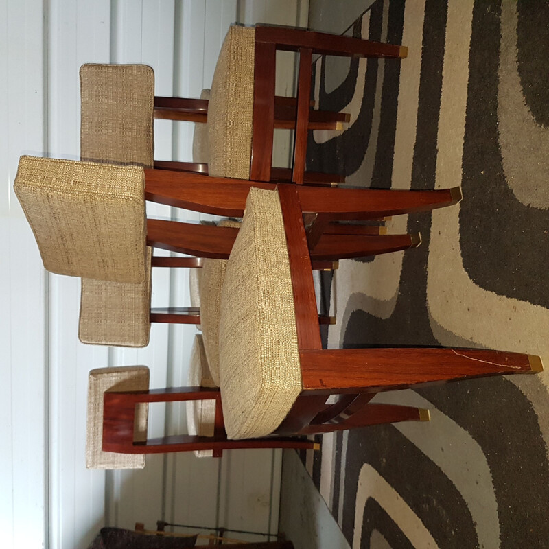 6 Art deco oak solid wood vintage chairs