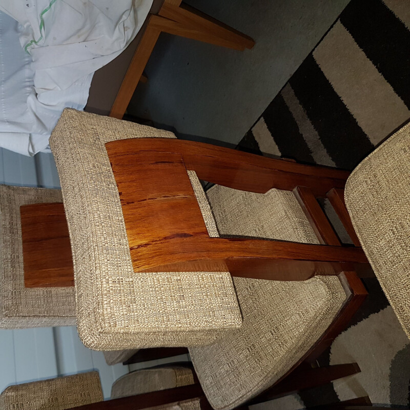 6 Art deco oak solid wood vintage chairs