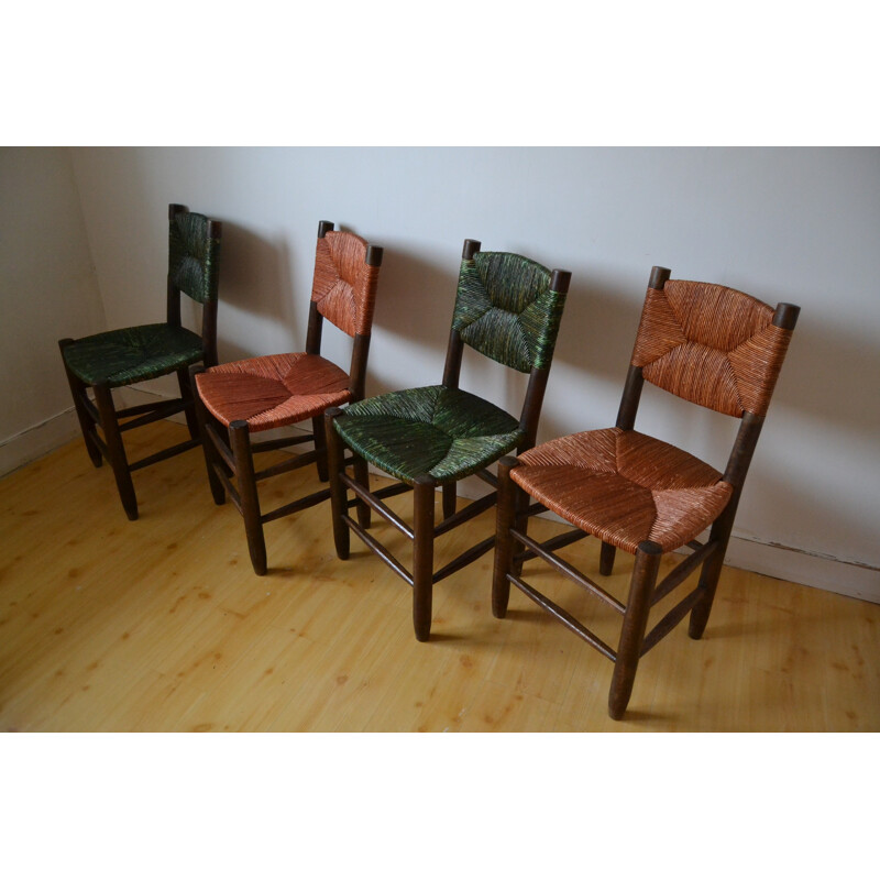 Suite de 4 chaises, Charlotte PERRIAND - années 60