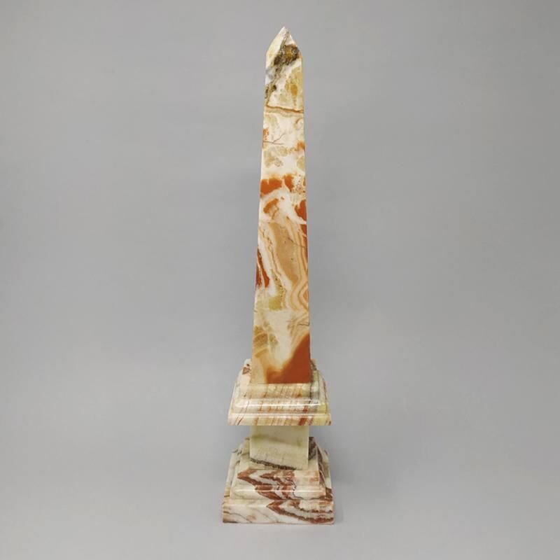 Vintage Marble Obelisk Sculpture Handman  RedBrown Italian 1960s 