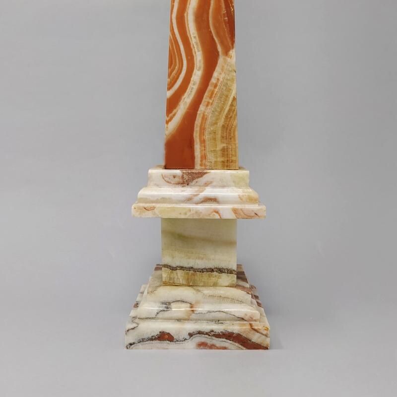 Vintage Marble Obelisk Sculpture Handman  RedBrown Italian 1960s 