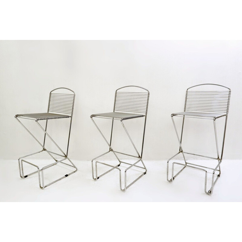 Set of 3 Vintage Bar Stools by Till Behrens for Shulbach, 1980