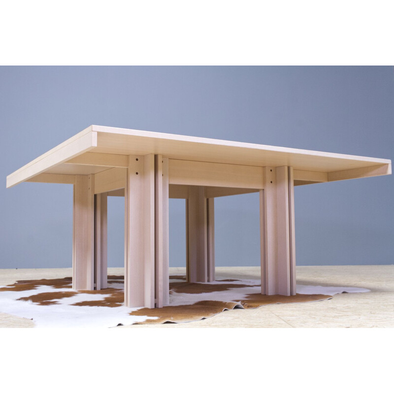 Vintage Quatour dining table in white ash by Carlo Scarpa for Gavina 1974
