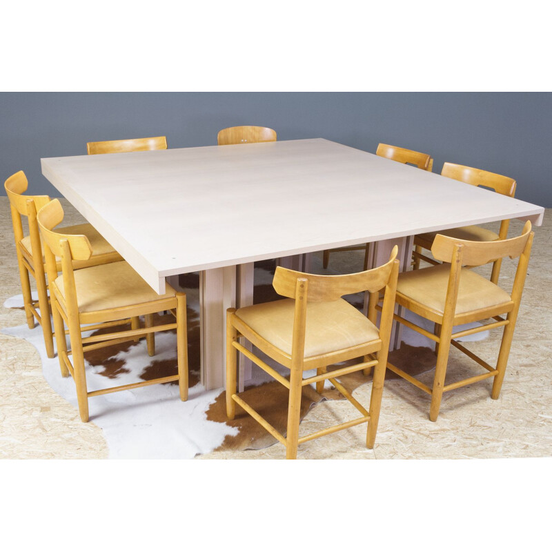 Vintage Quatour dining table in white ash by Carlo Scarpa for Gavina 1974
