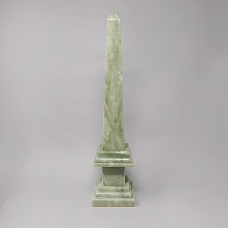 Paire d'obélisques vintage en marbre vert faites à la main en Italie 1960