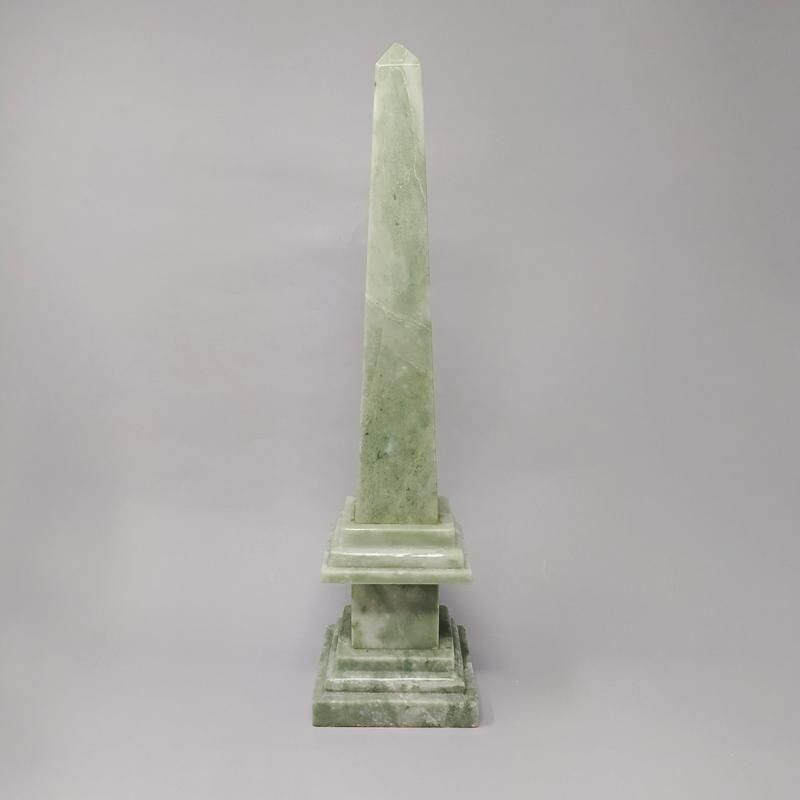 Pair of vintage Green Marble obelisks Handmade Italian 1960s