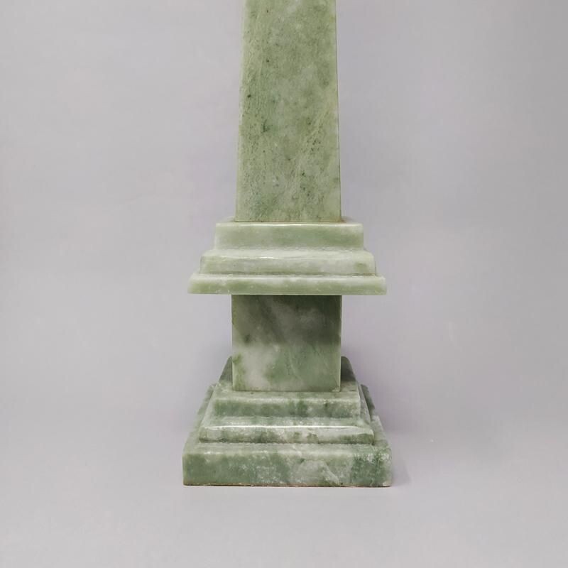 Pair of vintage Green Marble obelisks Handmade Italian 1960s