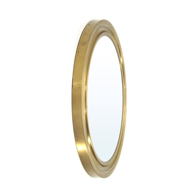 Vintage 'Narciso' mirror with brass frame by Sergio Mazza for Artemide, 1960s