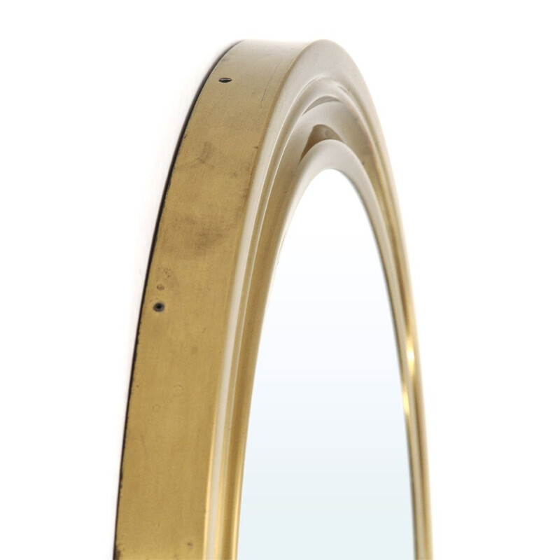 Specchio vintage "Narciso" con cornice in ottone di Sergio Mazza per Artemide 1960