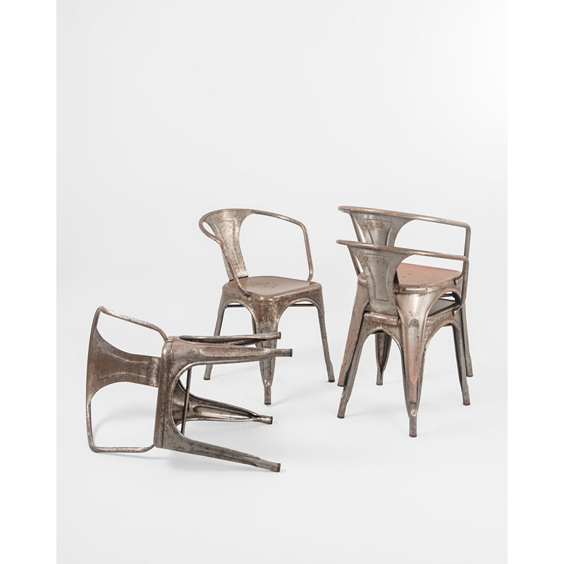 Satz von 4 Stühlen Vintage Model A56 von Xavier Pauchard für Tolix