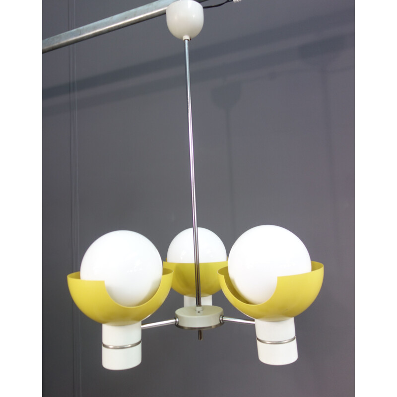 Vintage Yellow Space age pendant lamp by Napako 1960s