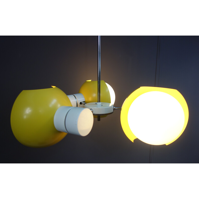 Vintage Yellow Space age pendant lamp by Napako 1960s