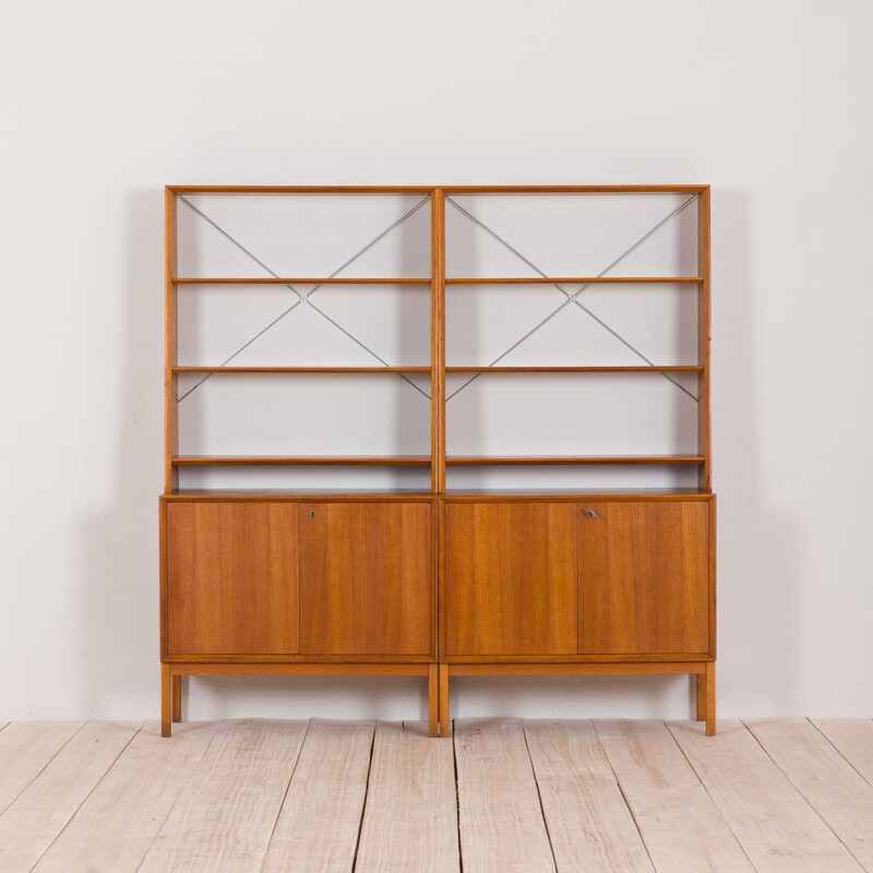 Pair of vintage bookcases in teak of Christian Linneberg shelving Danish