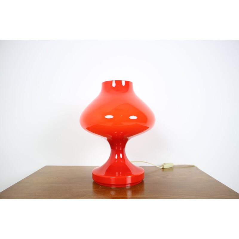 Vintage Red Allglass Table Lamp Designed by Stefan Tabery, 1960s