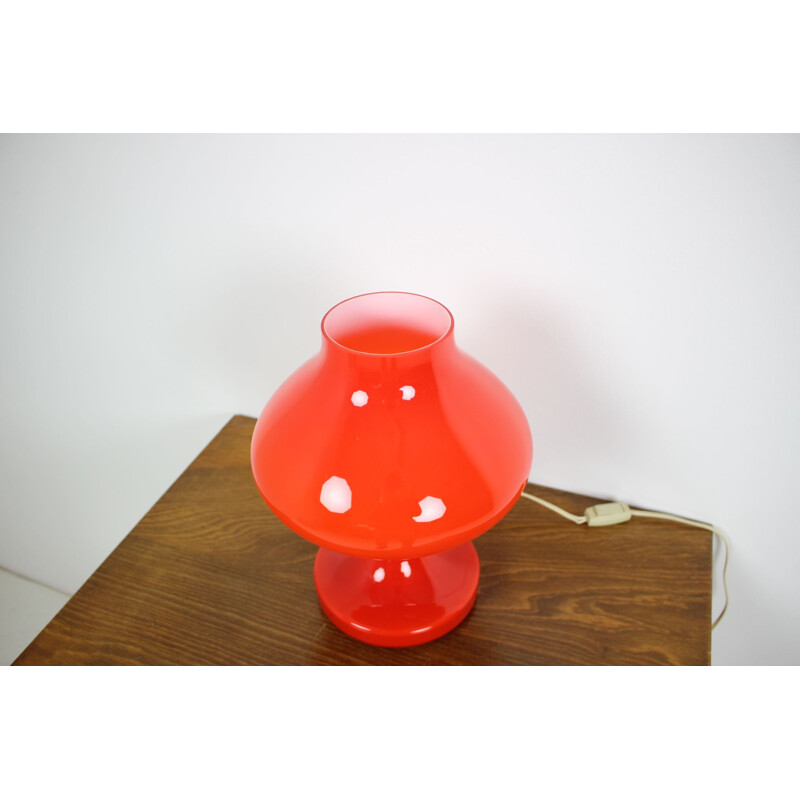 Vintage Red Allglass Table Lamp Designed by Stefan Tabery, 1960s