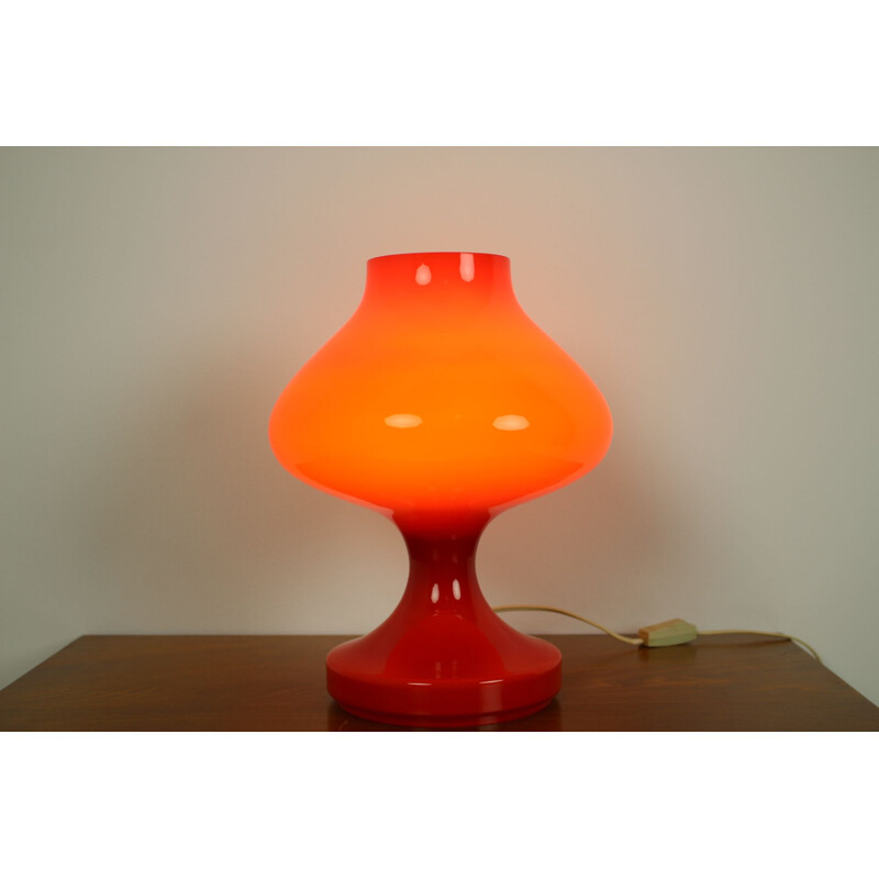 Vintage Red Allglass Table Lamp Designed by Stefan Tabery, 1960s