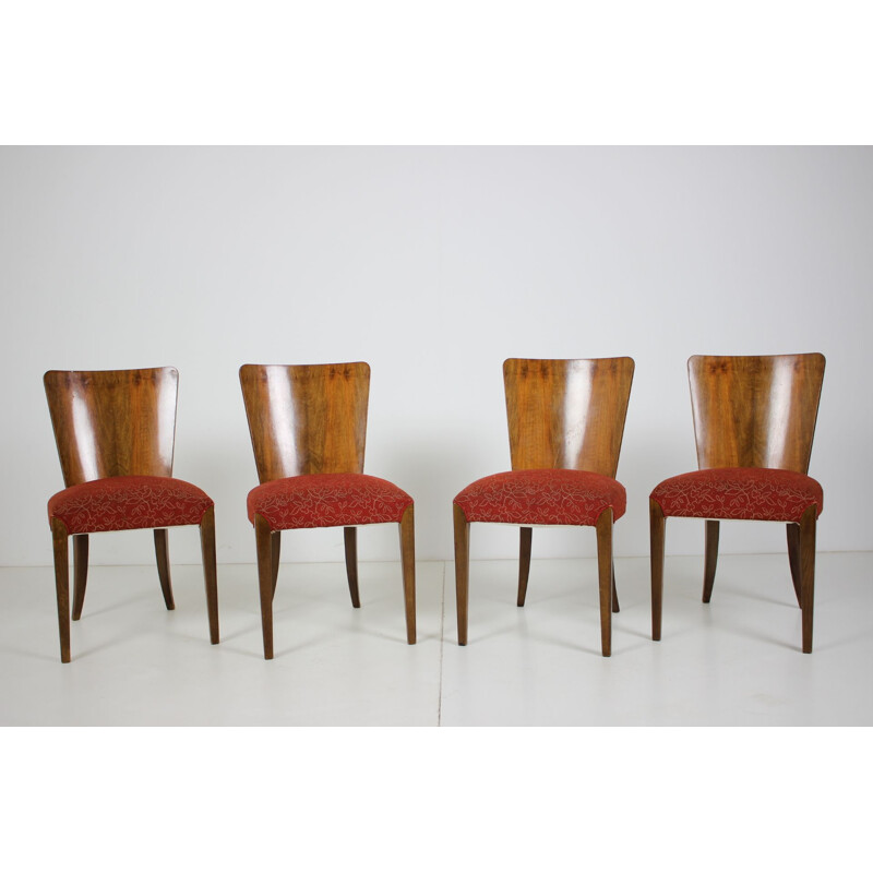 Set of 4 vintage Art Deco Dining Chairs H-214  by Jindrich Halabala for UP Závody, 1950s