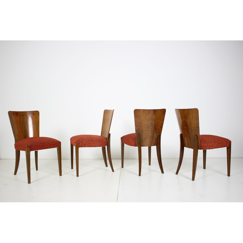 Set of 4 vintage Art Deco Dining Chairs H-214  by Jindrich Halabala for UP Závody, 1950s