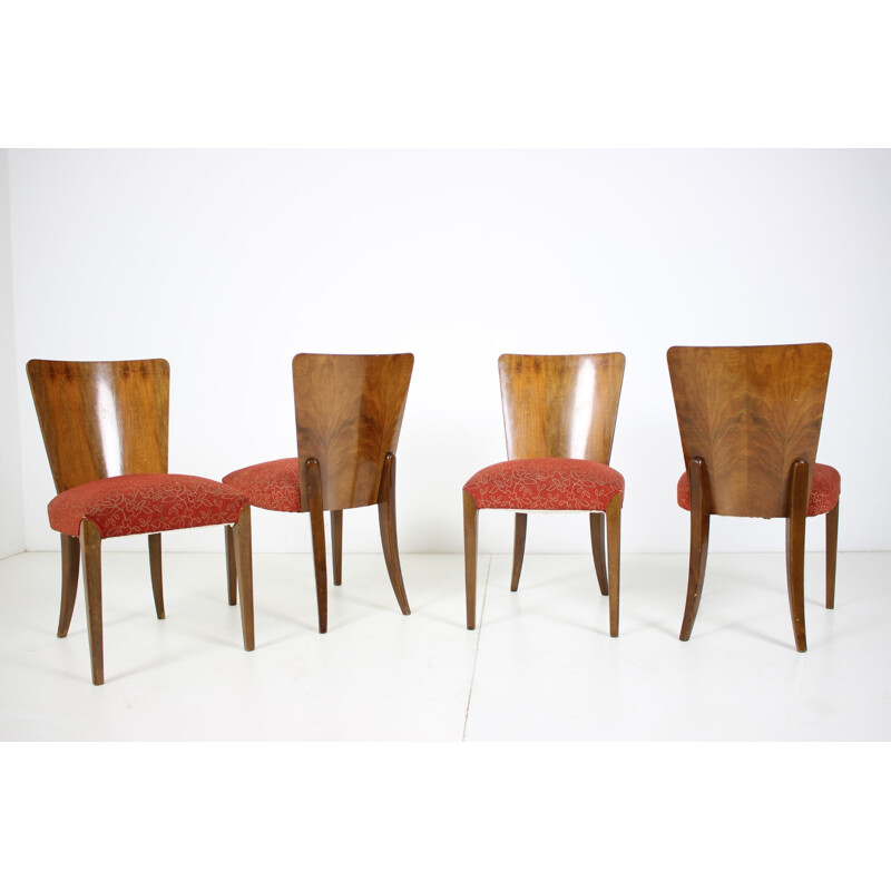 Set of 4 vintage Art Deco Dining Chairs H-214  by Jindrich Halabala for UP Závody, 1950s