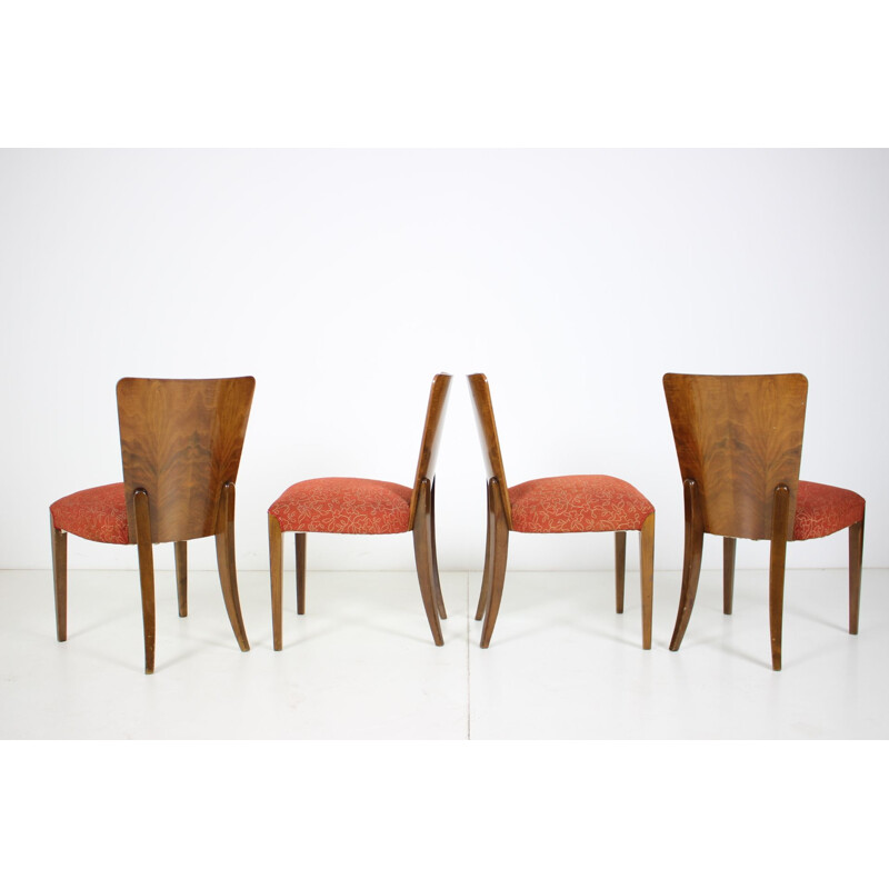 Set of 4 vintage Art Deco Dining Chairs H-214  by Jindrich Halabala for UP Závody, 1950s