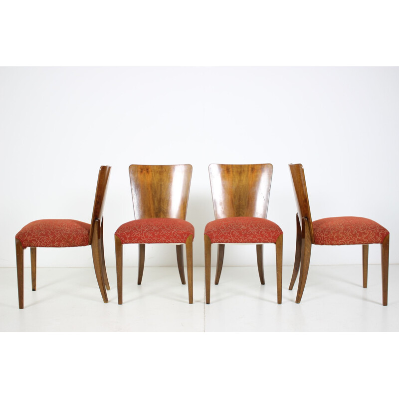Conjunto de 4 cadeiras Art Deco vintage H-214 de Jindrich Halabala para UP Závody 1950