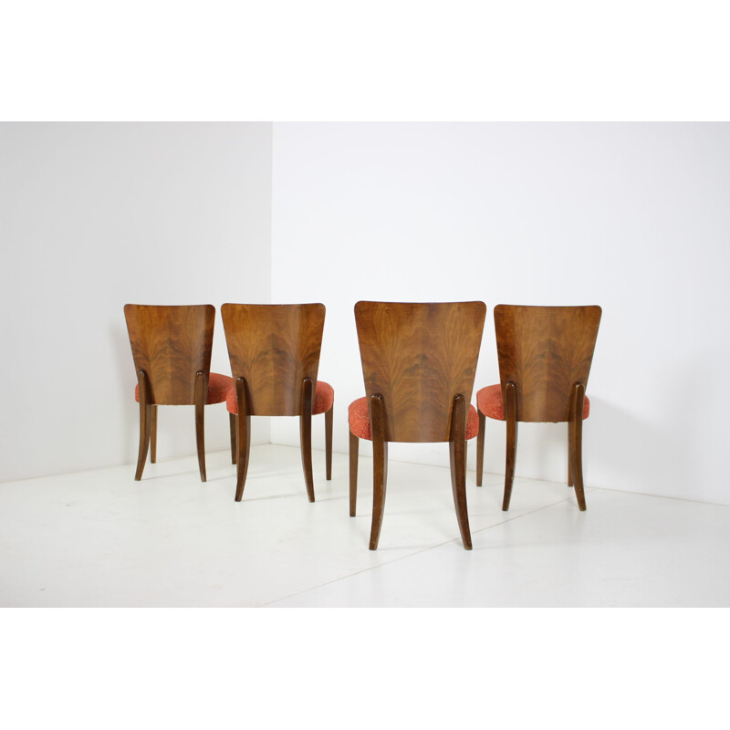 Set of 4 vintage Art Deco Dining Chairs H-214  by Jindrich Halabala for UP Závody, 1950s