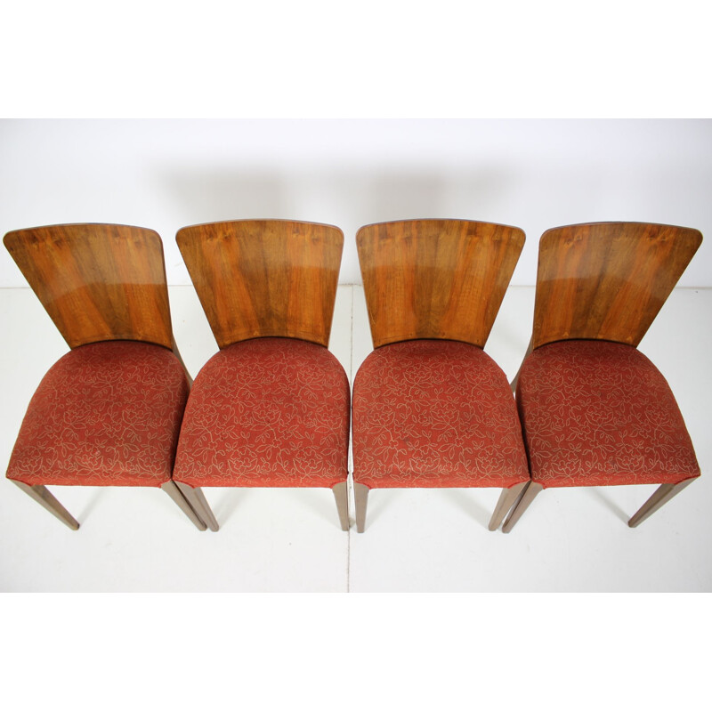 Lot de 4 chaises vintage Art Déco H-214 de Jindrich Halabala pour UP Závody 1950