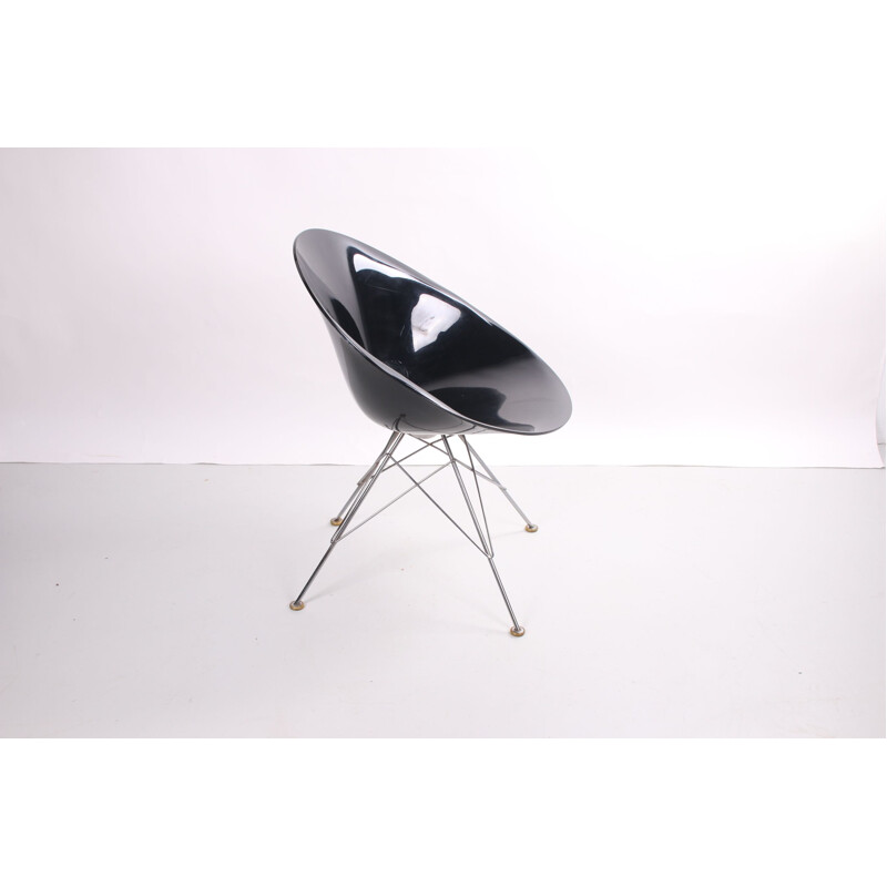 Chaise vintage à piétement métallique noire Eros Kartell 1998