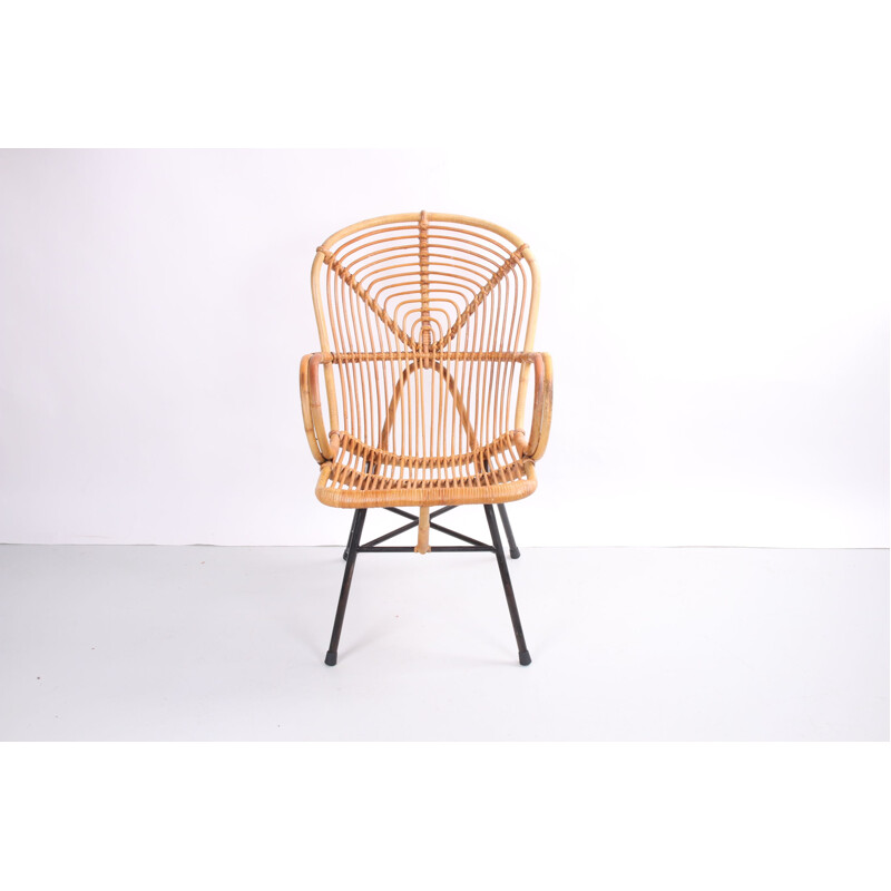 Vintage Noordwolde bamboo lounge chair 1950s