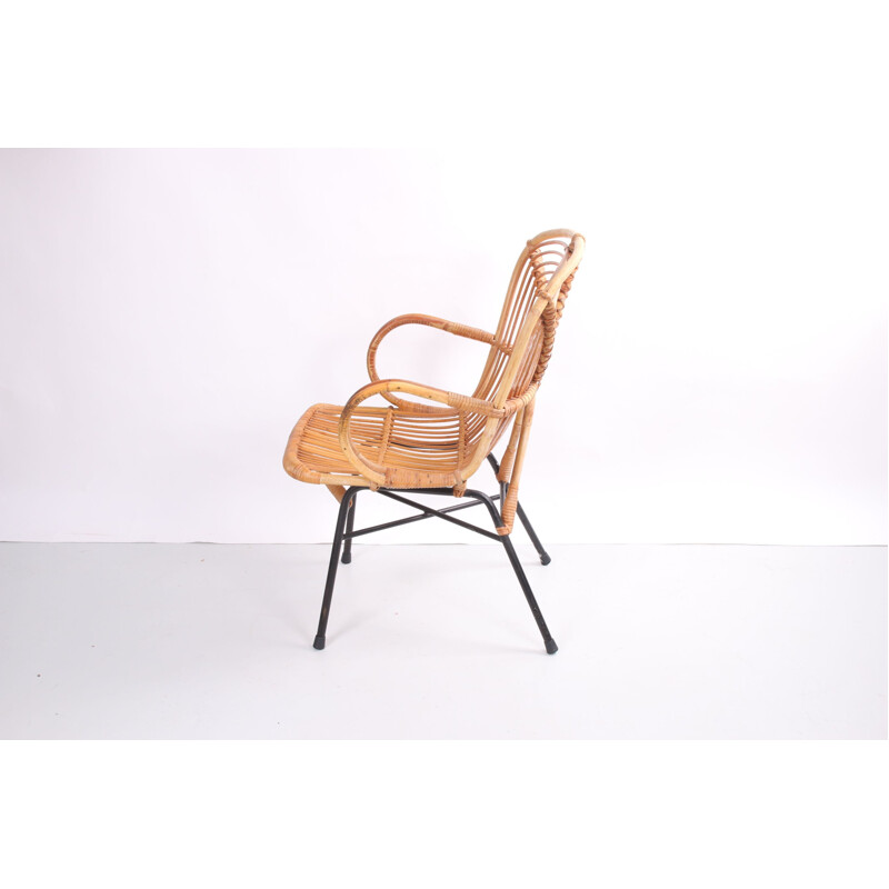 Vintage Noordwolde bamboo lounge chair 1950s