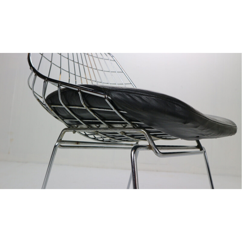 Lot de 4 chaises en fil de fer vintage modèle "SM05" Cees Braakman pour Pastoe 1950