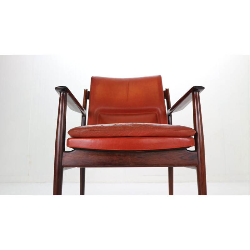 Set of 4 vintage Red Leather Armchairs for Sibast,Arne Vodder  Denmark 1960s