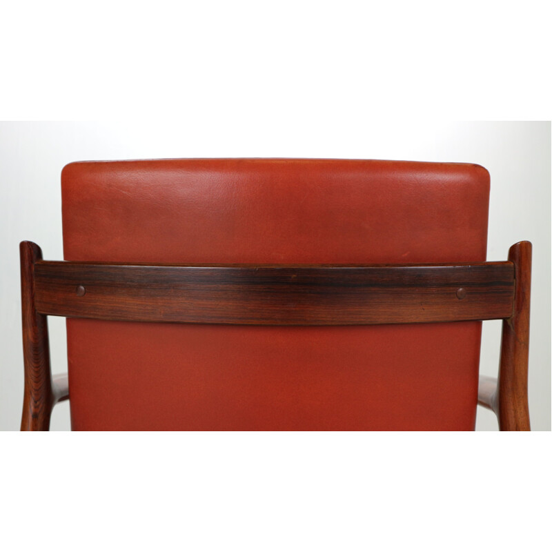 Lot de 4 fauteuils vintage en cuir rouge pour Sibast,Arne Vodder Danemark 1960