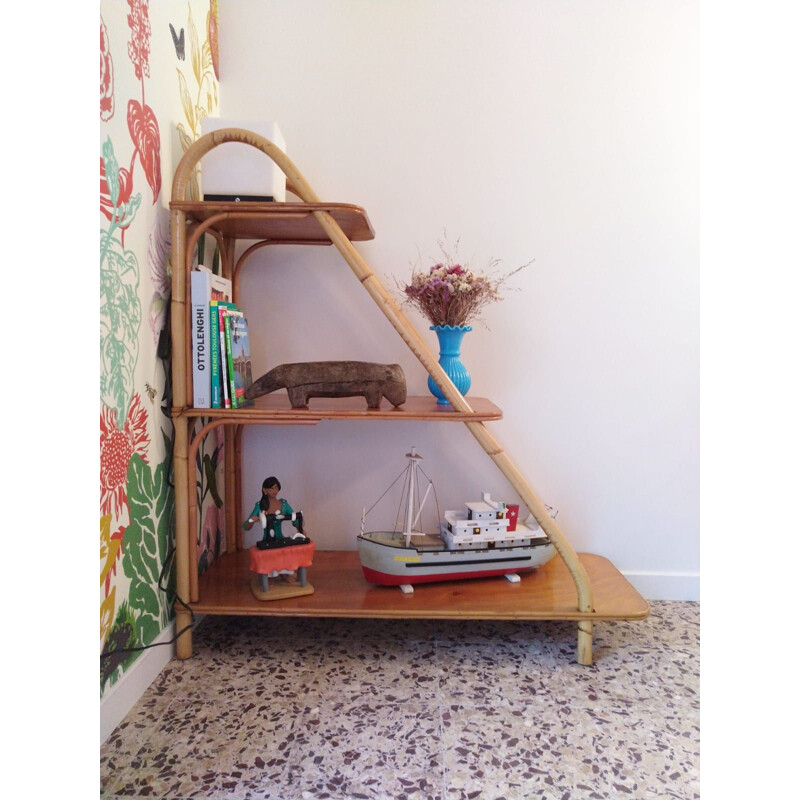 Vintage rattan shelf, 1970