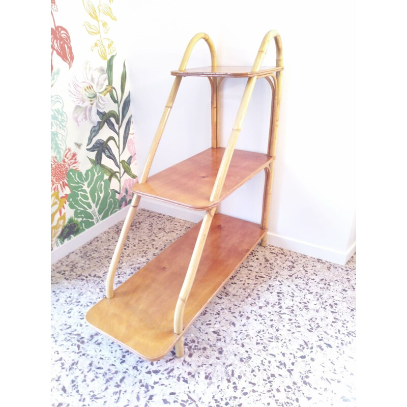 Vintage rattan shelf, 1970