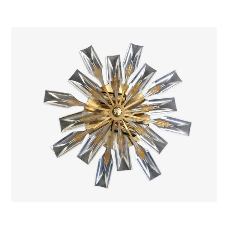 Vintage sunburst crystal wall lamp Venini 1980