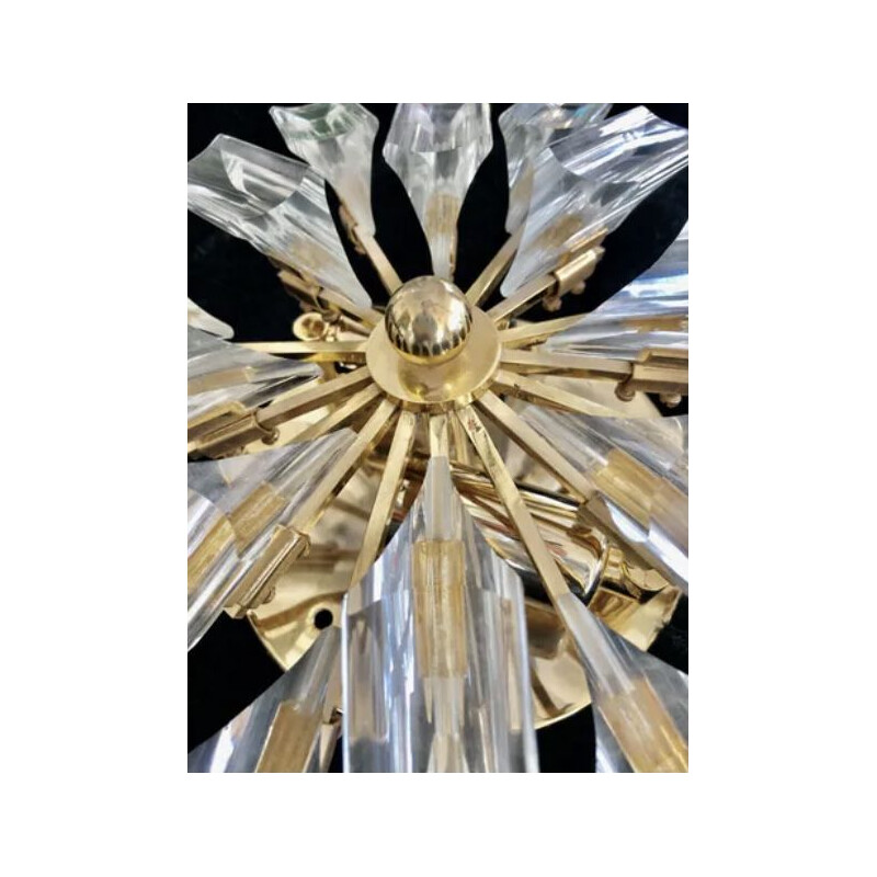 Vintage sunburst crystal wall lamp Venini 1980