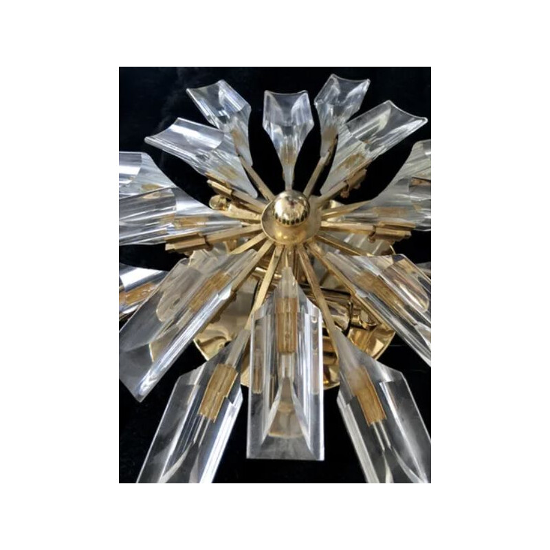 Vintage sunburst crystal wall lamp Venini 1980