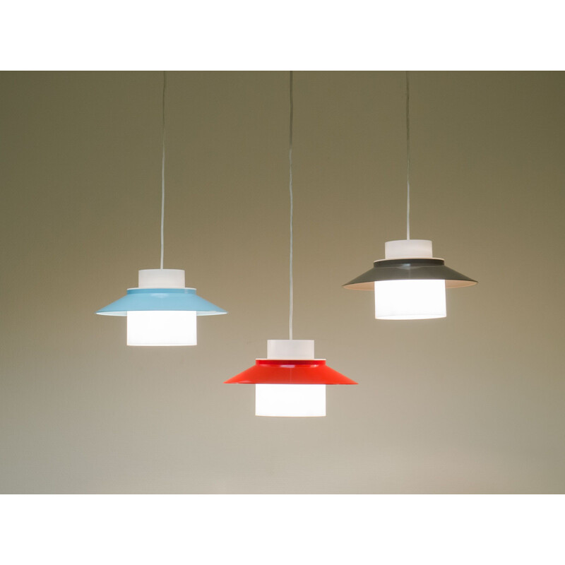 Set of 3 vintage pendant lamps by Bent Karlby, Denmark