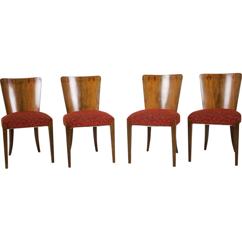 Lot de 4 chaises vintage Art Déco H-214 de Jindrich Halabala pour UP Závody 1950