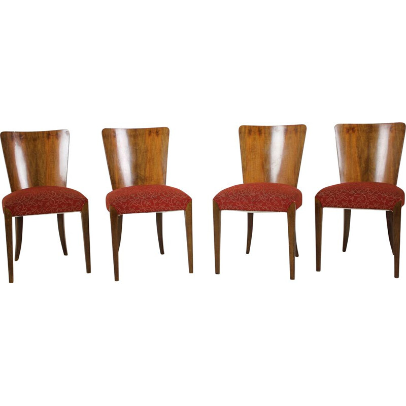 Set of 4 vintage Art Deco Dining Chairs H-214  by Jindrich Halabala for UP Závody, 1950s