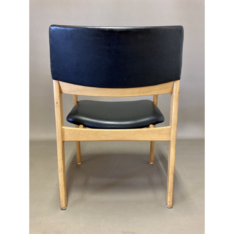 Fauteuil vintage en cuir noir, Scandinavie 1950