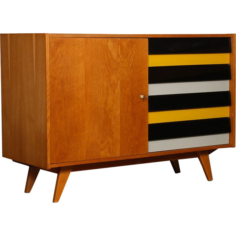 Vintage yellow chest of drawers, model U458 by Jiri Jiroutek, 1960